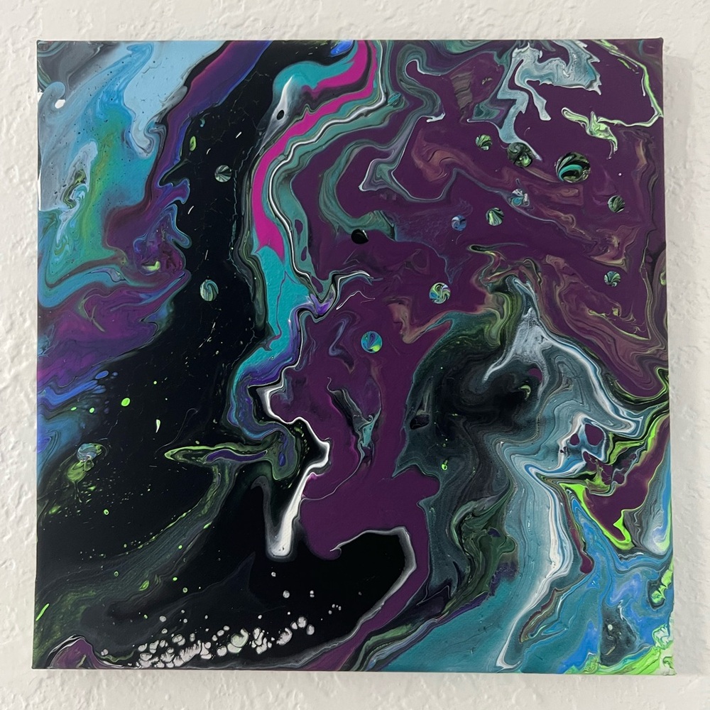 Abstract Purple and Green Canvas Art